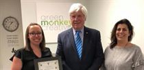 David Congratulates Green Monkey Creative on their Grand Opening